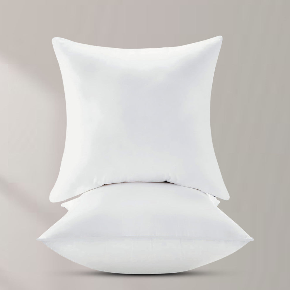 Delara Organic Cotton Pillow Insert, White Duck Feather, Set of 2, 20"x20"