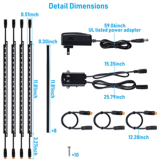 12" Linkable Light Bars, Safe Light Kit for Under Cabinet