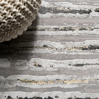 Batten Modern Stripe Area Rug, Gray/Black, 8 X 10