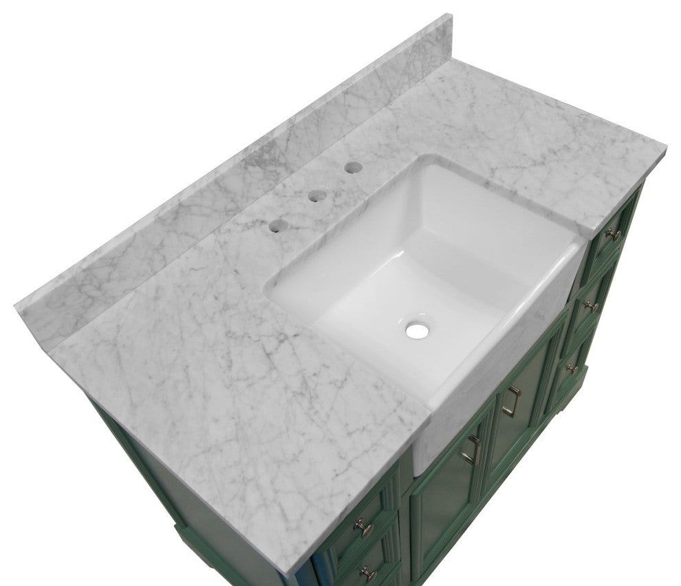 Zelda 42" Bathroom Vanity, Sage Green, Carrara Marble