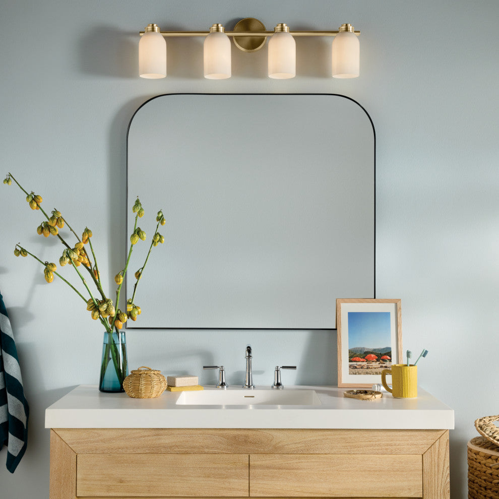 31" 4-Light Vanity Light With White Opal Glass