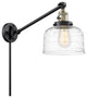 Bell Swing Arm With Switch, Black Antique Brass, Clear Deco Swirl