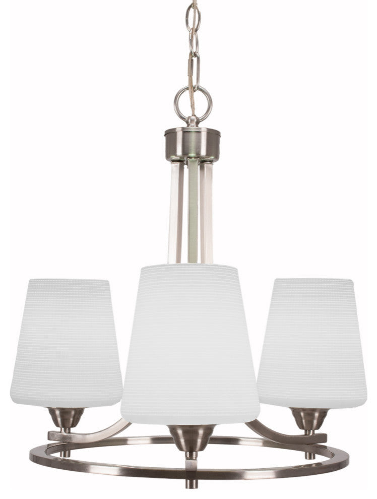 Paramount Uplight 3-Light Chandelier, Brushed Nickel, 6" White Matrix Glass
