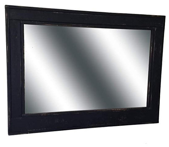 Herringbone Vanity Mirror, Kettle Black, 36"x30", Horizontal