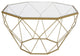 LeisureMod Malibu Large Modern Octagon Glass Top Coffee Table/Gold Chrome Gold