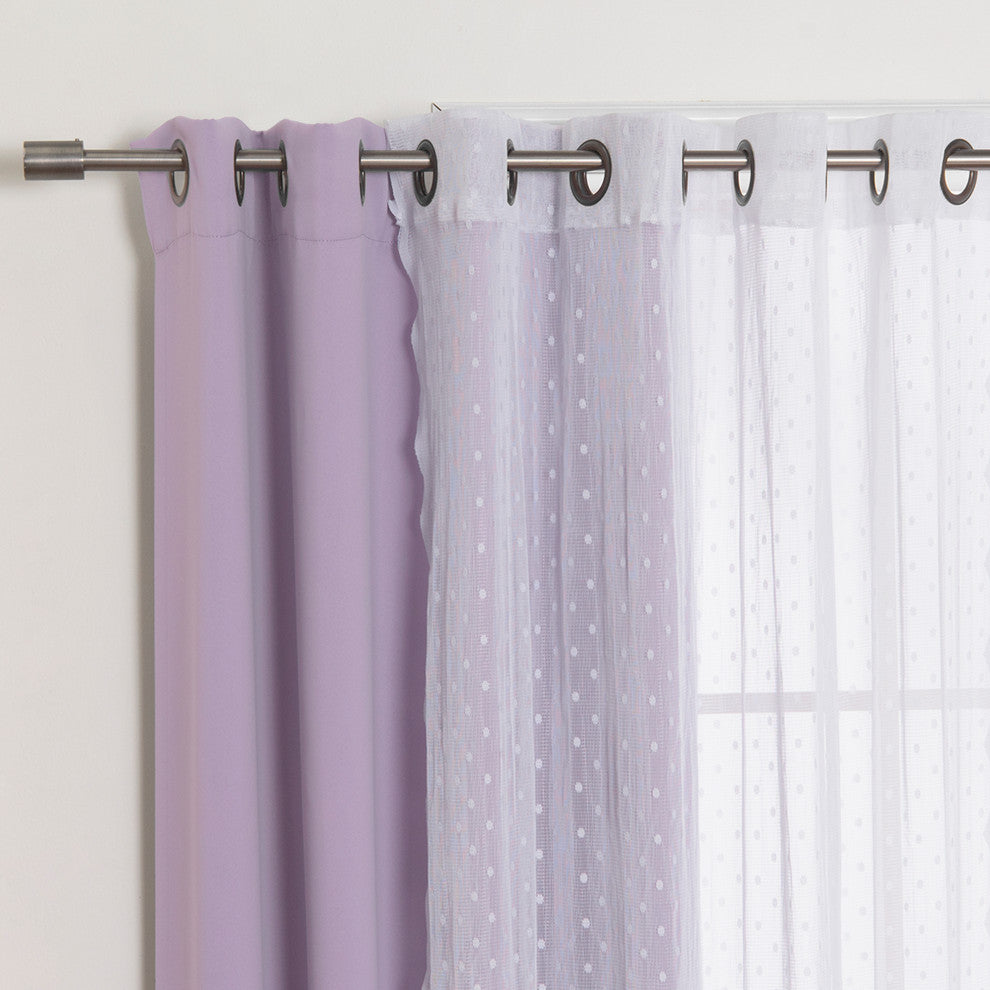 Sheer Pretty Dot and Blackout Curtains, Lavender, 52"x84"