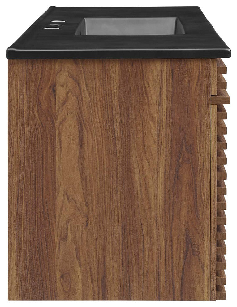 Render 48" Wall-Mount Bathroom Vanity, Walnut Black