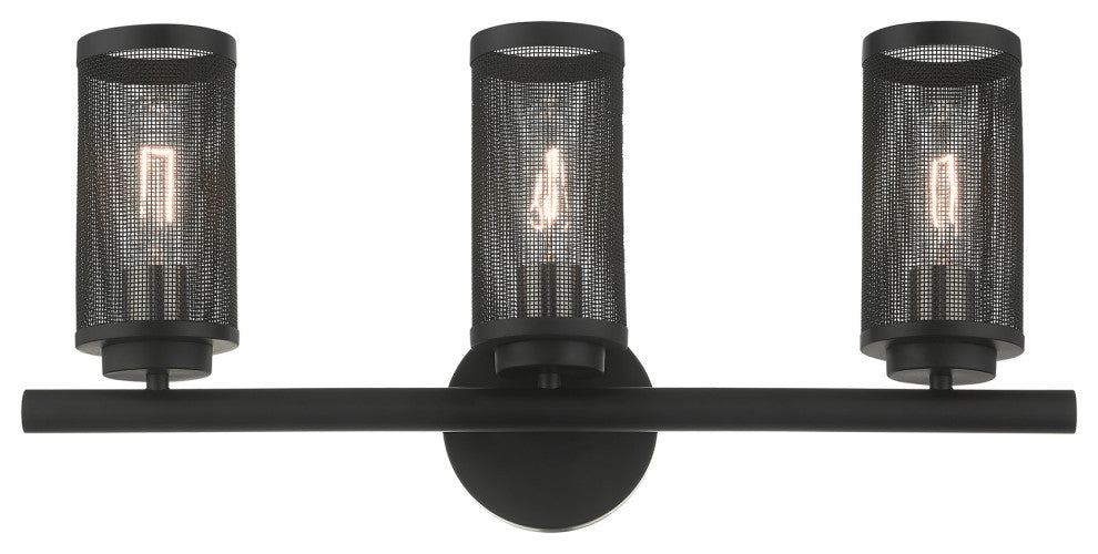Livex Lighting Industro 3 Light Black With Brushed Nickel Accents Vanity Sconce