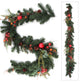Christmas Garland 6' Pine With Cones, Berries And Fruit