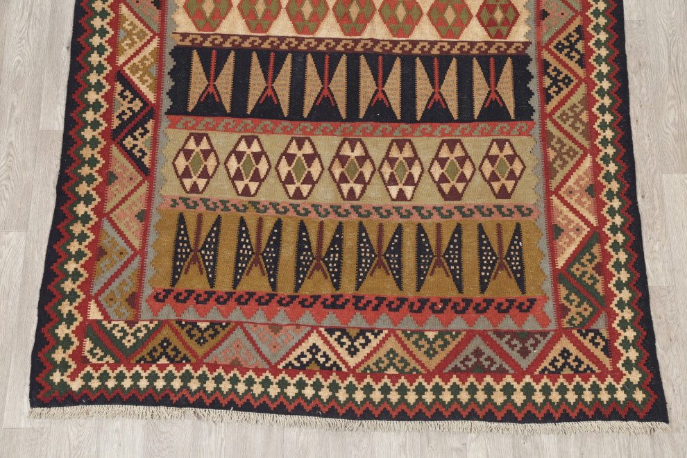 Kilim Oriental Traditional Carpet Hand-Woven Persian Wool Area Rug, 9'2"x6'6