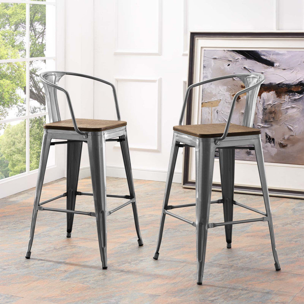 Promenade Bar Stool Set of 2 - Gunmetal