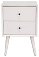 Benzara BM172830 Mahogany Wood Mid Century Nightstand, White