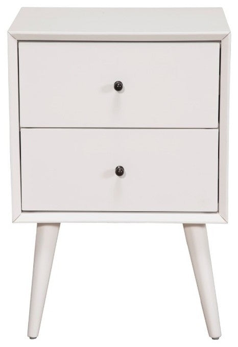 Benzara BM172830 Mahogany Wood Mid Century Nightstand, White