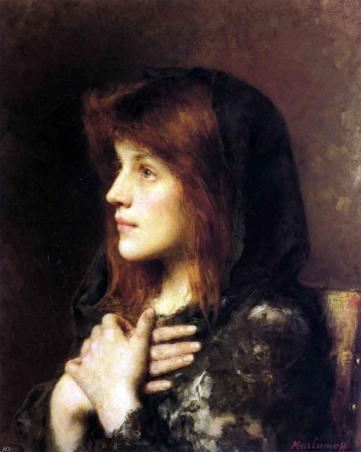 Alexei Alexeievich Harlamoff Contemplation, Gallery Wrapped Canvas, 20"x25"