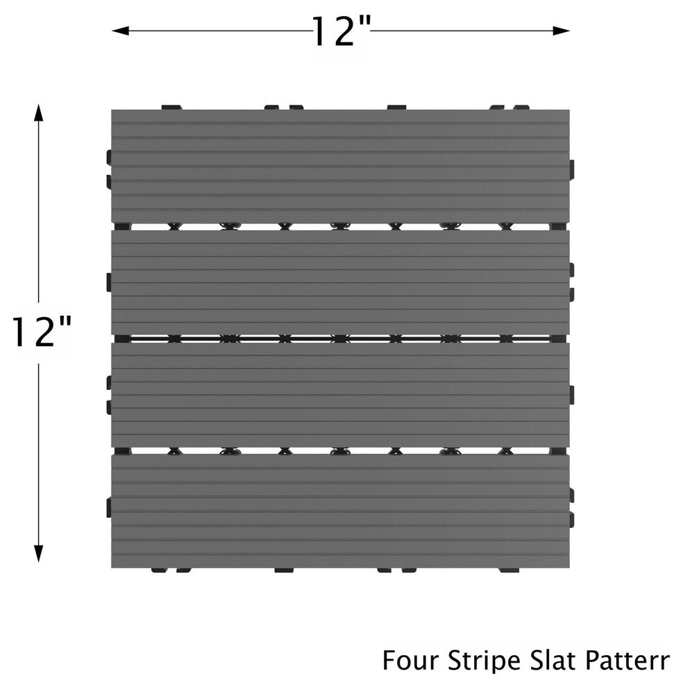 Pure Garden Set of 6 Interlocking Dark Gray Slat Patio Tiles