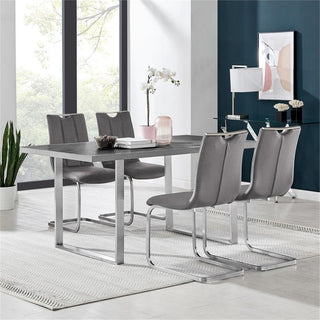 Armen Living Pacific 20" Fabric Dining Armless Chair in Gray/Steel (Set of 2)