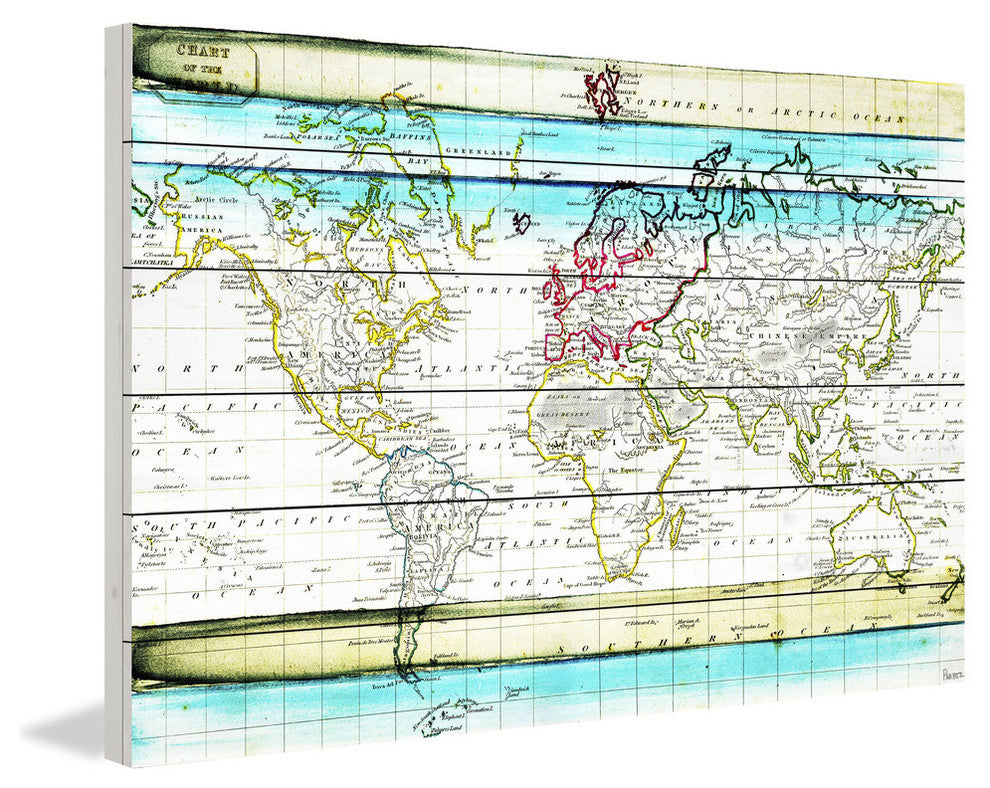 "Jet Setting" Painting Print on White Wood, 18"x12"