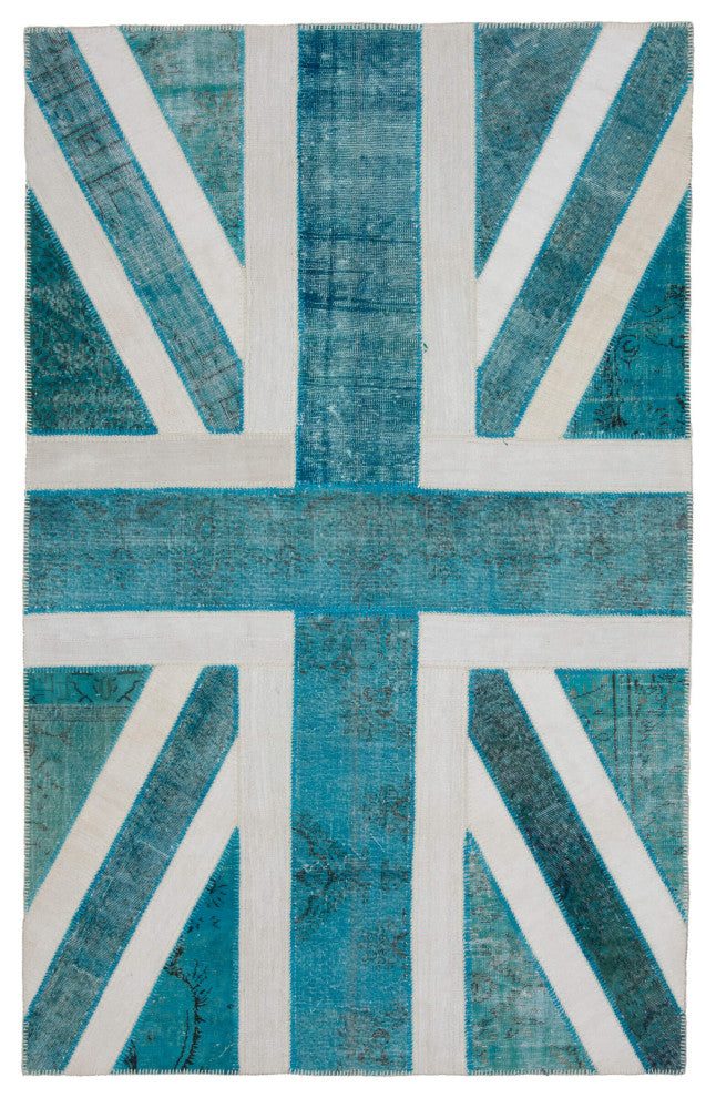 Rug N Carpet - Handwoven Turkish 6' 4'' x 9' 11'' Flag Patchwork Rug