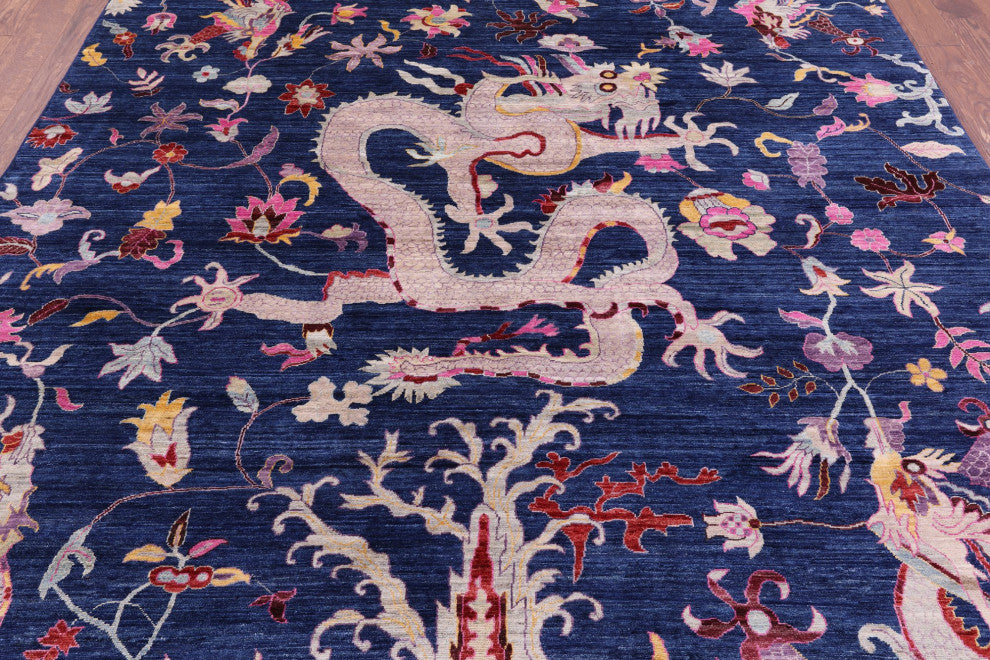 Hand Knotted Dragon Design Wool Rug 8' 0" X 9' 7" - Q12662