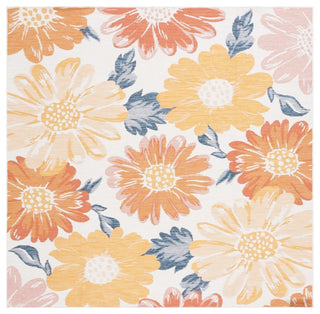 Safavieh Sunrise Collection SUN689 Indoor-Outdoor Rug, Ivory/Rust Gold, 6'7" Square