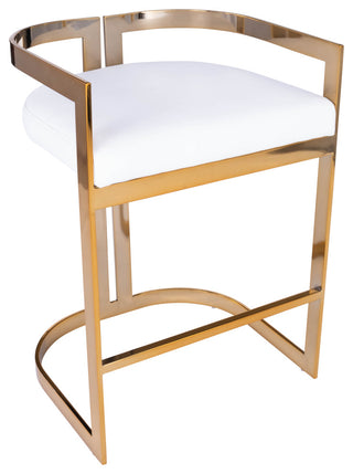 Butler Clarence Gold and White Faux Leather Counter Stool