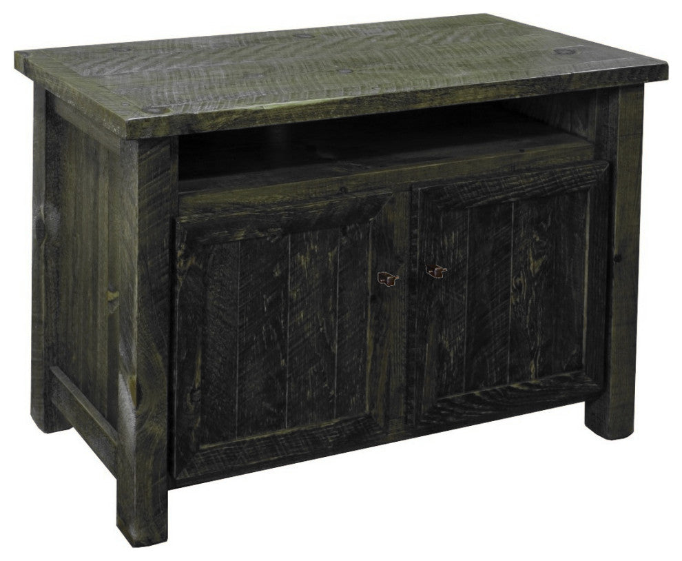Barnwood Style Timber Peg Entertainment Stand, Weathered Slate