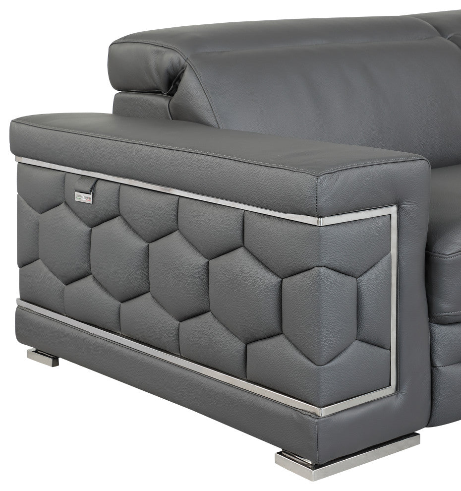 Rome Contemporary Genuine Italian Leather Sofa Dark Gray