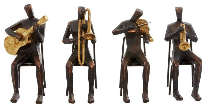 Brown Modern Musician Sculpture, Set of 4