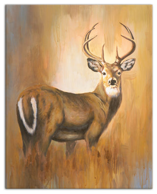 Painted Brown Buck 16x20 Canvas Wall Art
