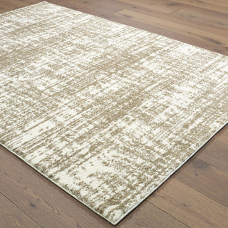 Viviana Distressed Solid Ivory/ Taupe Area Rug, 3'10"x5'5"