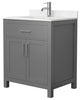 30"SGL Vanity Dark Gray, Carrara Cult. Marble Countertop, Sink, Nickel Trim