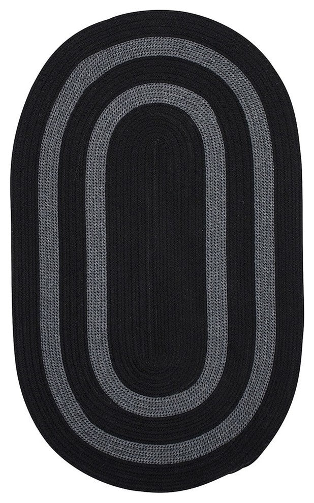 Colonial Mills Graywood GW13 Black Bordered Area Rug, Oval 2'x12'