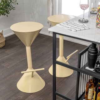 Chronos 29.75" Modern Iron Hourglass Backless Bar Stool With Foot Rest, Brown