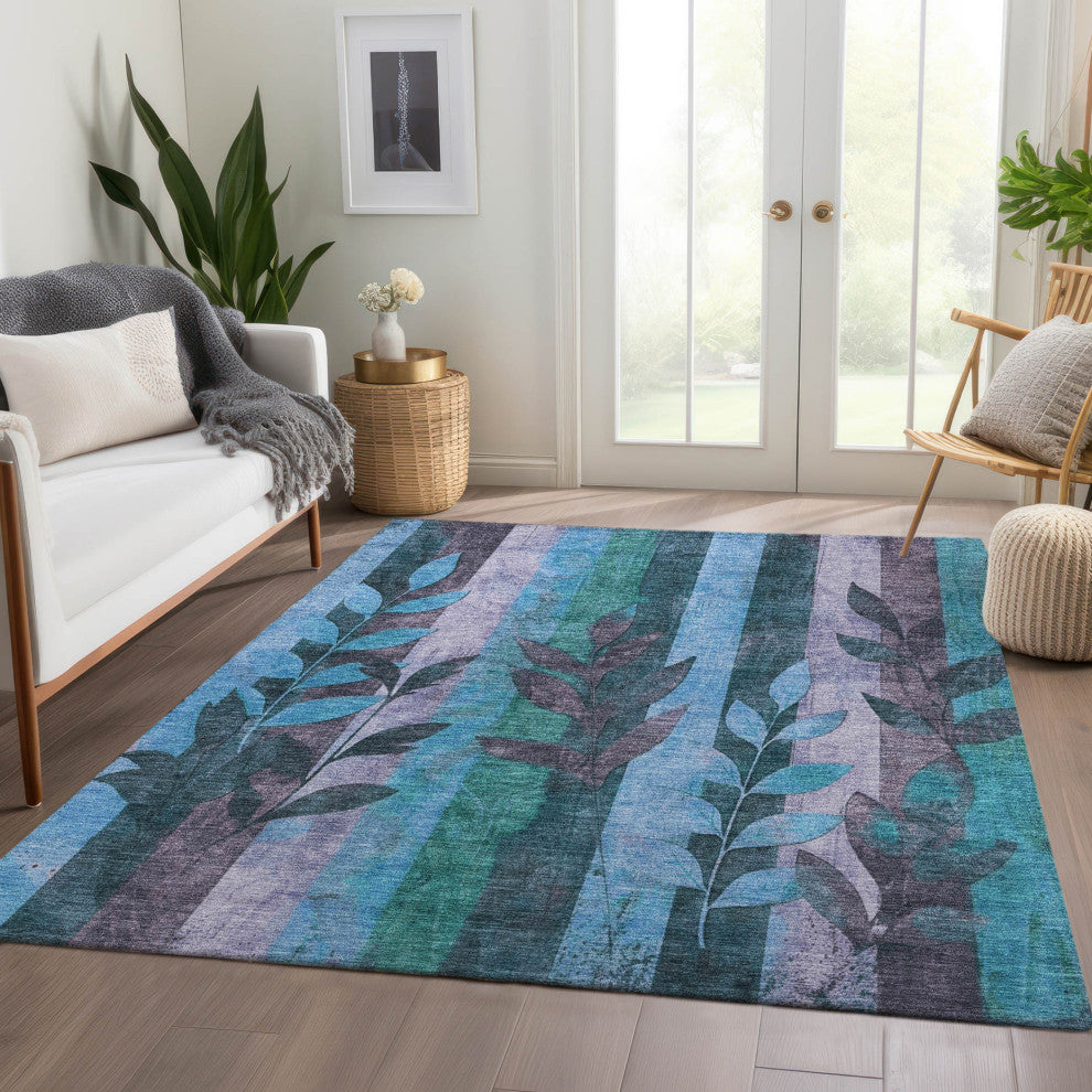 Machine Washable Indoor/Outdoor Chantille ACN1871 Denim 8' x 10' Rug
