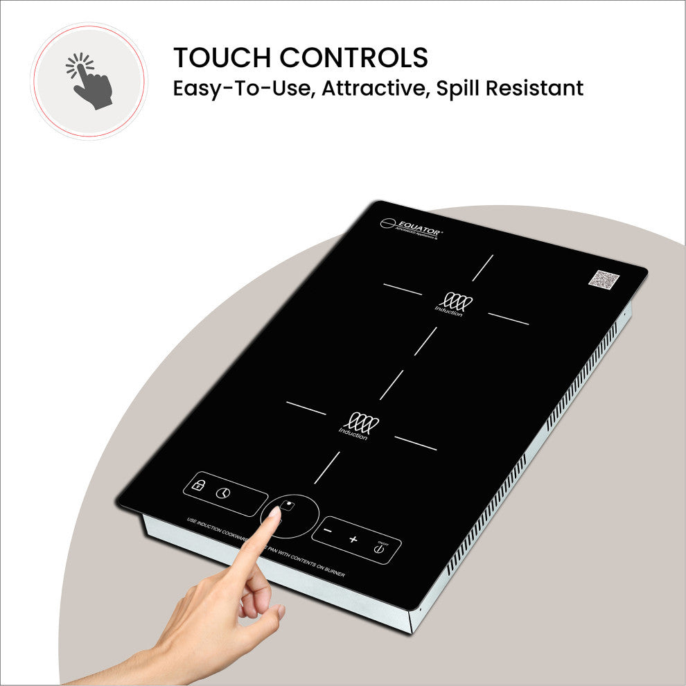 Equator 13" Built in/Freestanding 2 Vertical Burner Induction Cooktop in Black