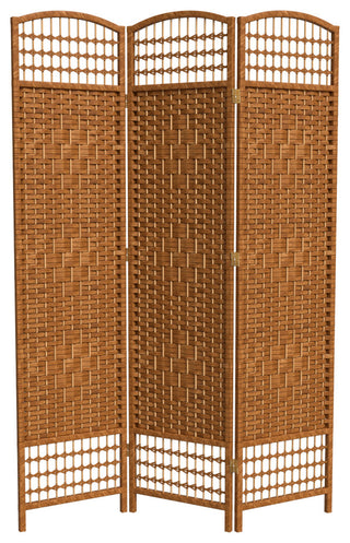 5 1/2' Tall Fiber Weave Room Divider, DarkBeige, 3 Panel