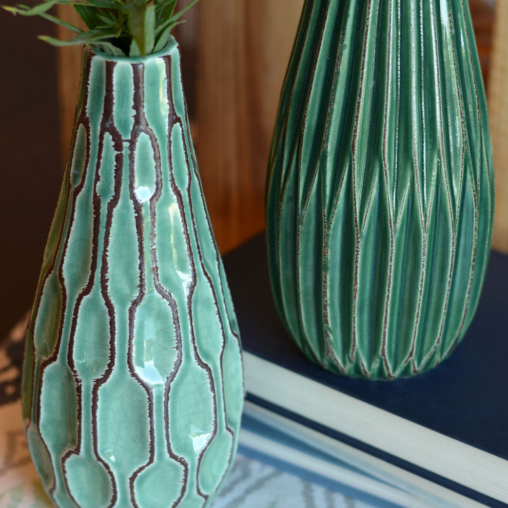 Geometric Green Vases