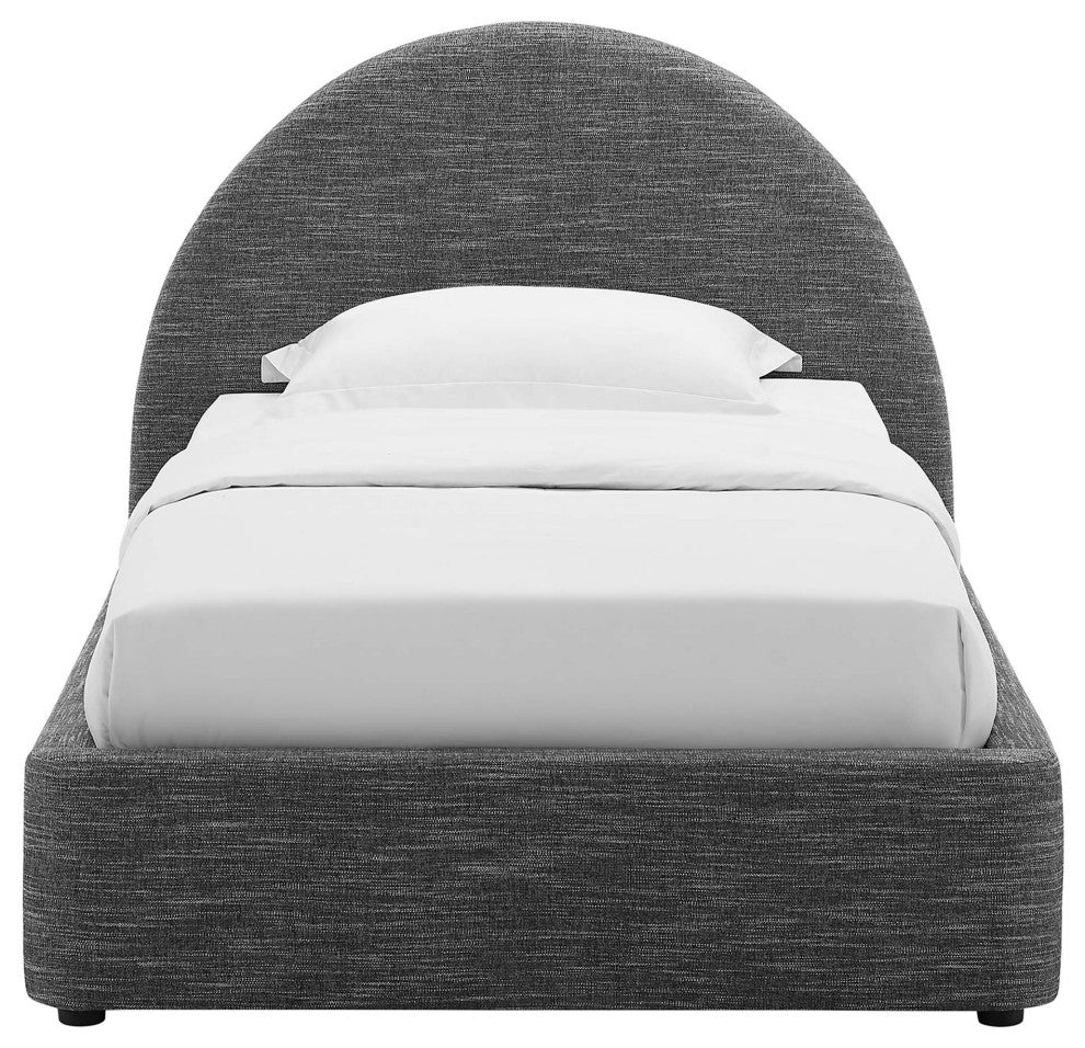 Resort Upholstered Fabric Arched Round Twin Platform Bed