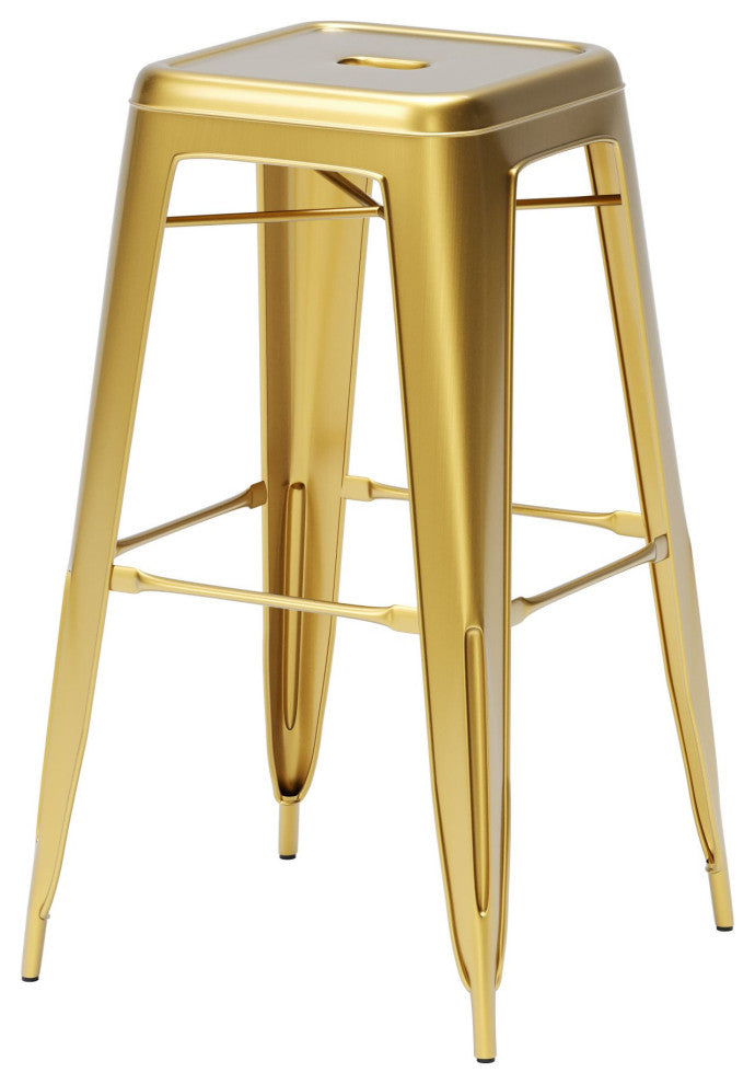 Bar Stool Chair Barstool, Set of 4, Steel Metal, Brass, Gold, Cafe Bistro