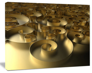 Golden Curly Abstract 3D Design, Abstract Canvas Art Print, 40"x30"