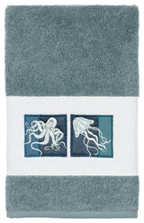 100% Turkish Cotton Ava Embellished Hand Towel, Teal