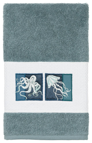 100% Turkish Cotton Ava Embellished Hand Towel, Teal