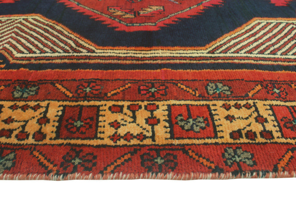 Fine Vintage Distressed Karlee Charcoal/Red Runner, 3'6x12'5