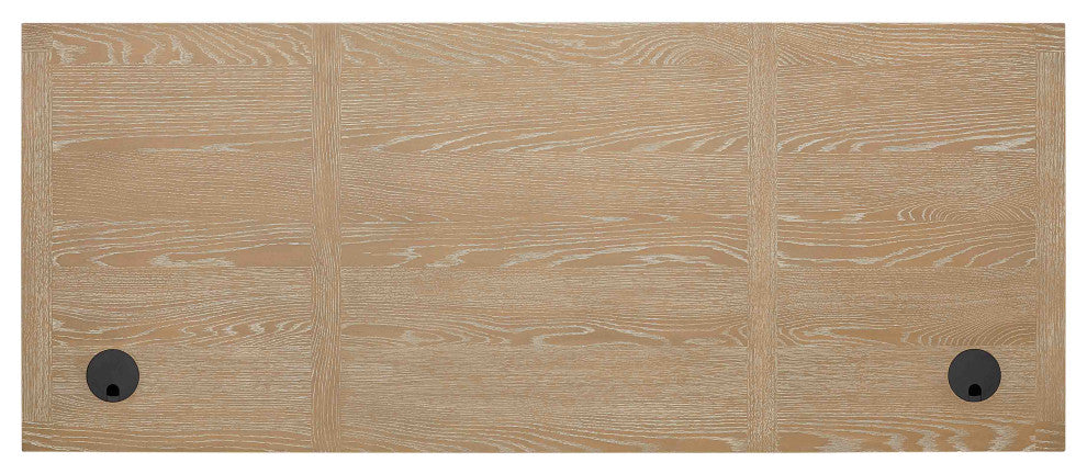 Modern Wood Double Pedestal Executive Desk, Light Brown