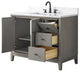 Vanity Art Bathroom Vanity with Engineered Marble Top and Sink, Driftwood Gray, 42", Matte Black