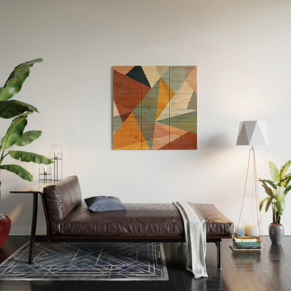 Little Arrow Design Co Modern Triangle Mosaic Multi Wood Wall Mural