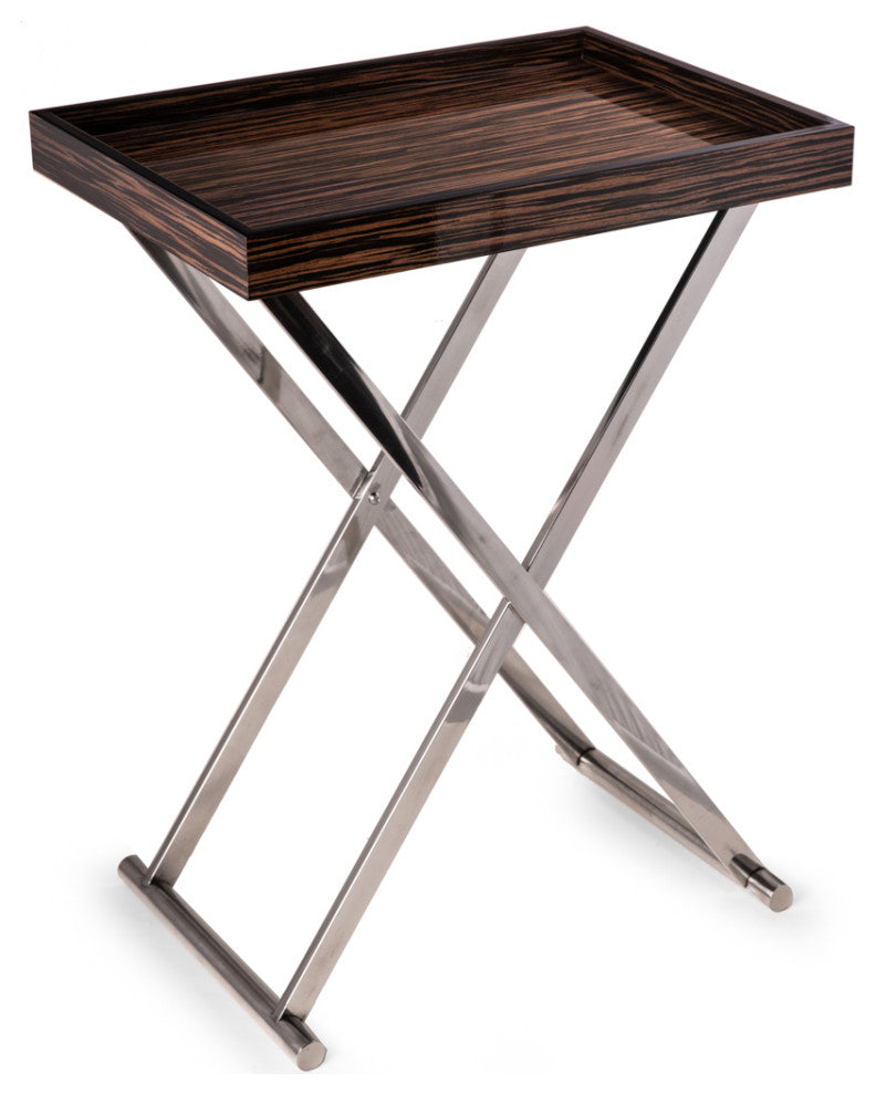 High Lacquered Ebony Wood Tray Table