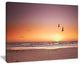 "Beach Sunset And Sea Gulls" Modern Seashore Canvas Art, 40"x30"