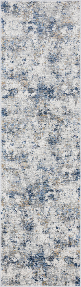 Ramiro Contemporary Abstract Indigo & Gray Runner Rug, 2''x7''