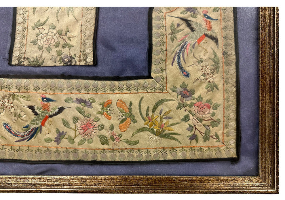 Consigned Antique Chinese Framed Groups of Textile Embroidery Pieces